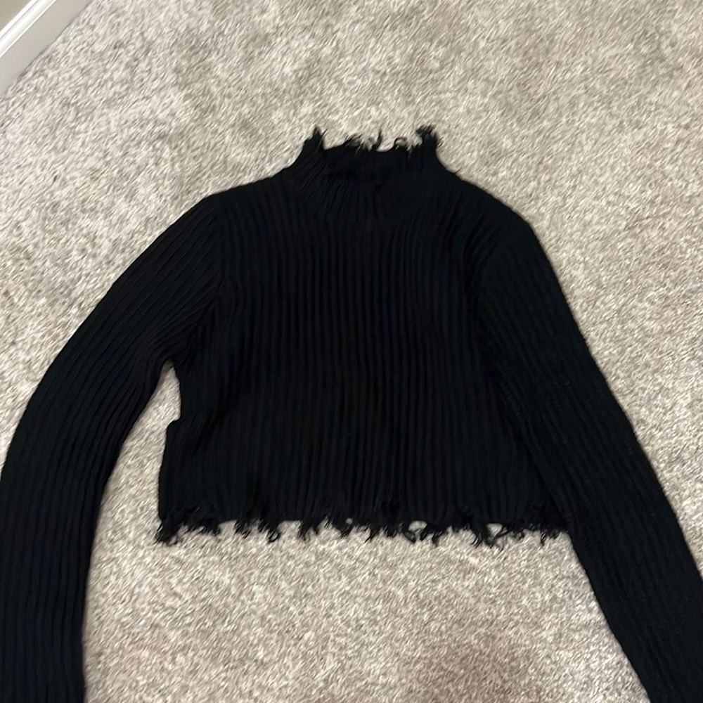 Black, cable knit, turtle neck sweater